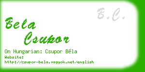 bela csupor business card